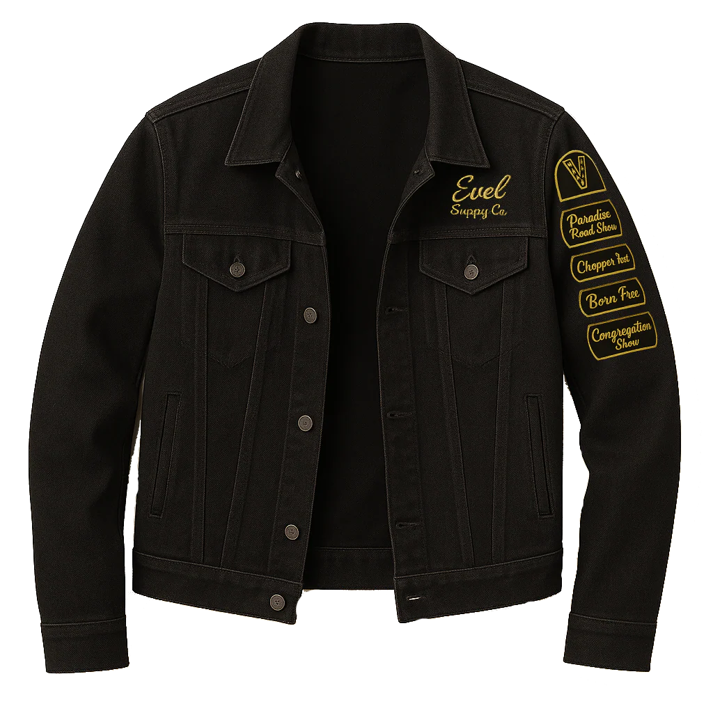 Limited Edition EVEL 'Badge of Honor' Black Denim Jacket